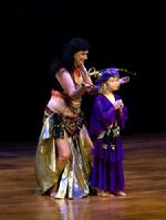 Rhea brings her granddaughter Zoe into her Sword Dance at Belly Dance Magic 2007 318