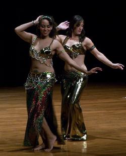 Bastet and Amelia perform Piper's "in the music" drum solo choreography at Belly Dance Magic 2007