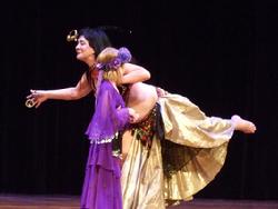 Rhea brings her granddaughter Zoe into her Sword Dance at Belly Dance Magic 2007 557