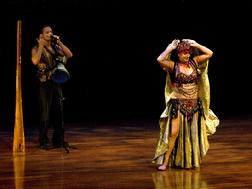 Rhea dancing at Belly Dance Magic 2007 with Jason Sage and Ian Hesford of Telesma #282