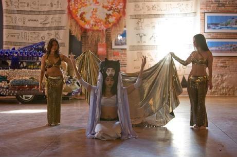 Rowena, Bastet, and Stephanie of the Daughters of Rhea dance at the American Visionary Art Museum in Baltimore