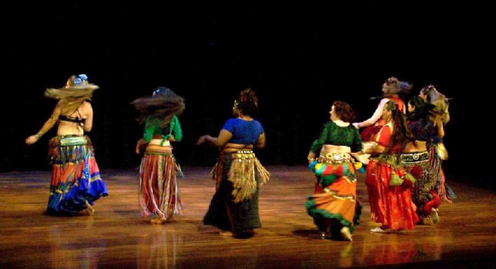 The Baltimore Daughters of Rhea Beginning Group perform Piper's Tambourine choreography at Belly Dance Magic 2007 a