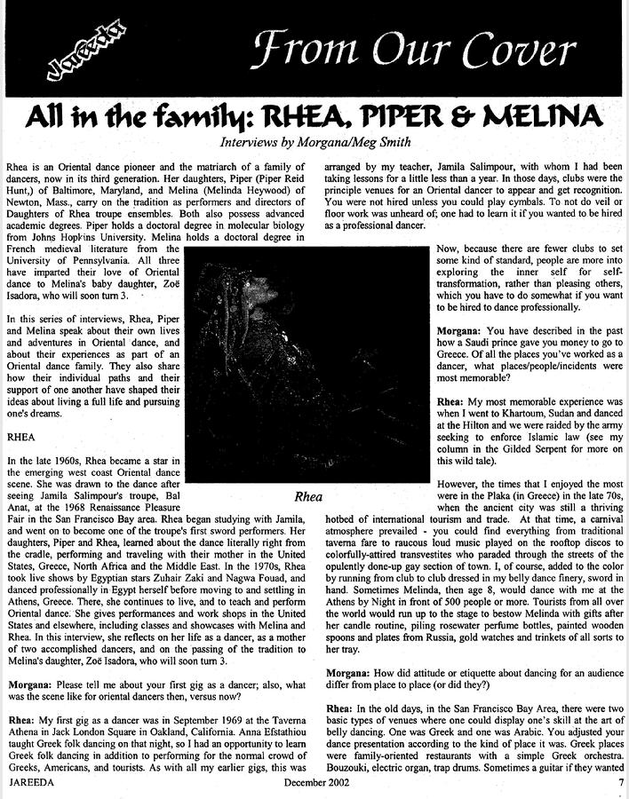 Morgana's interview with the Daughters of Rhea in Jareeda 2002