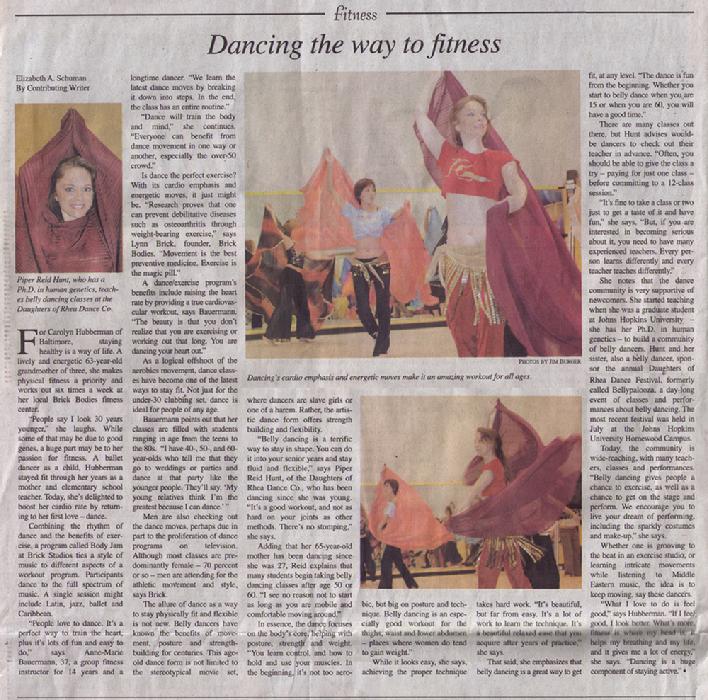 Piper featured in the Baltimore Sun fittness 2006