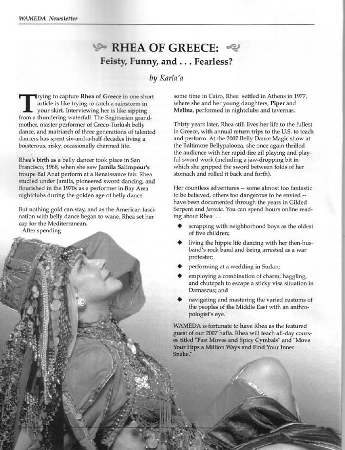 Article about Rhea in the September 2007 issue of WAMEDA 1