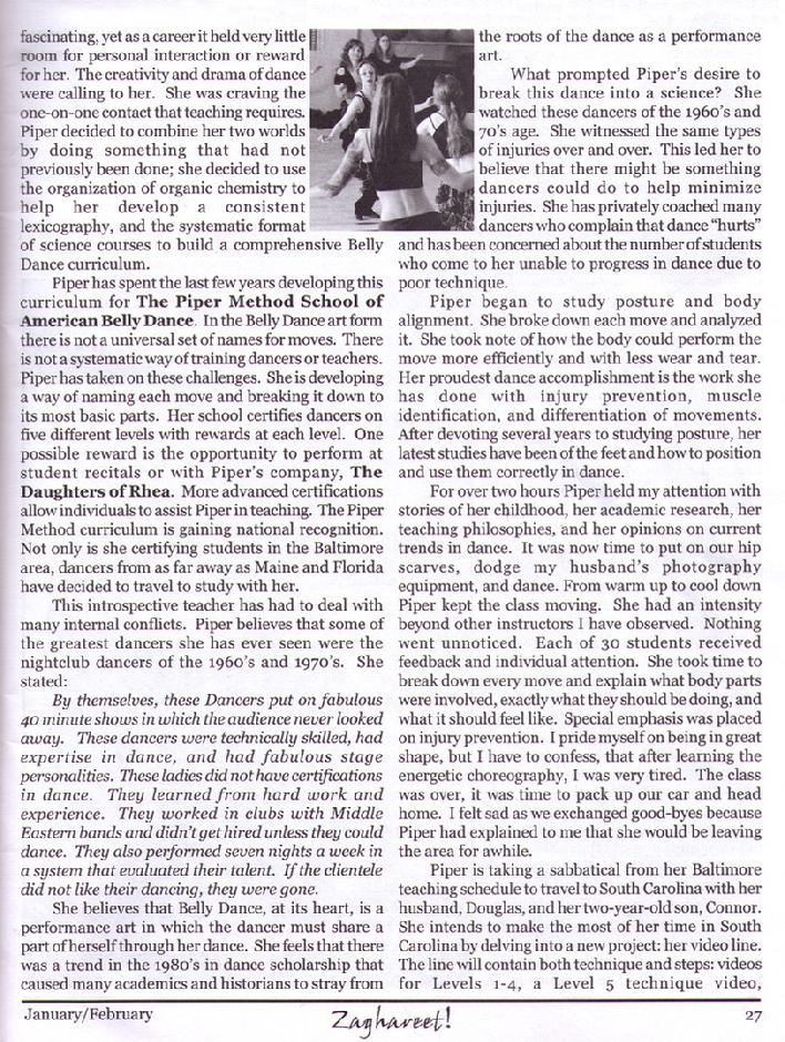 Piper featured in Zaghareet Magazine Jan 2006 b